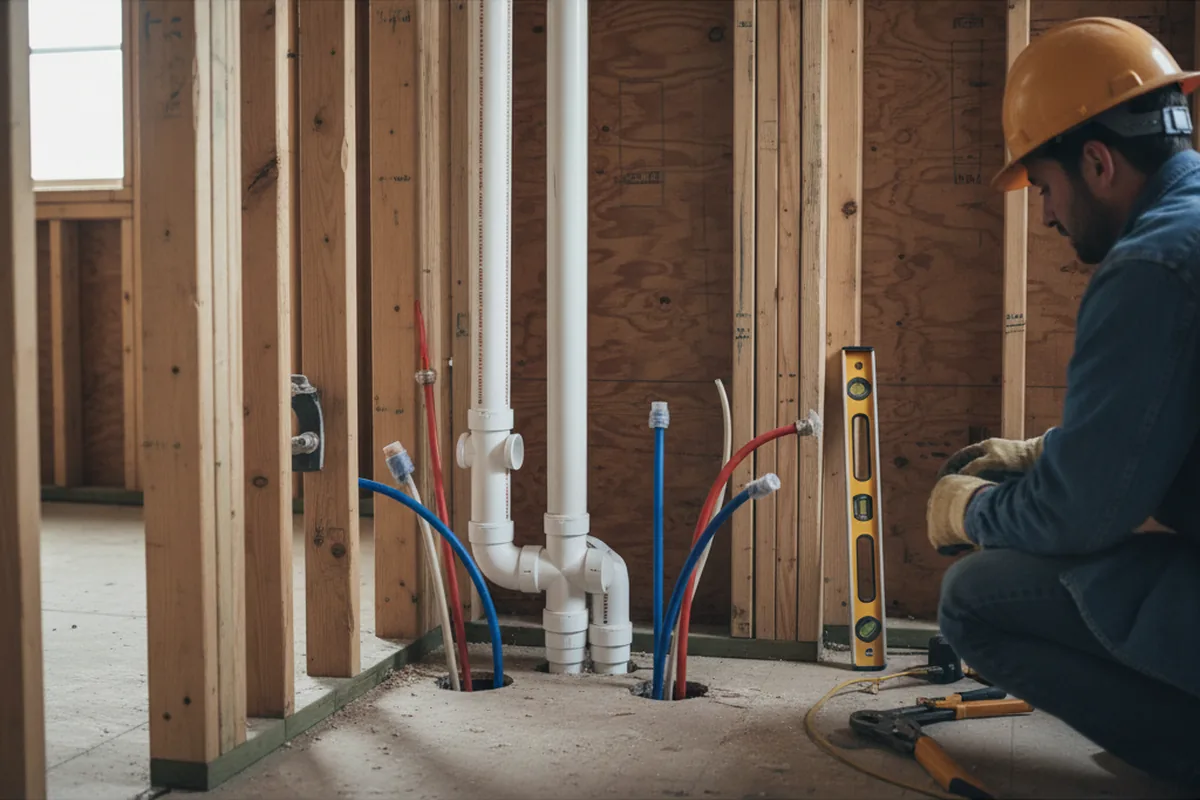 Drain and supply rough-in during Leak Detection in Cliffside Park