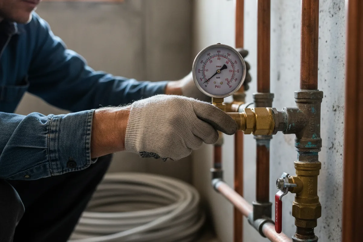 Pressure testing a repaired line during Water Line Repair in Cliffside Park